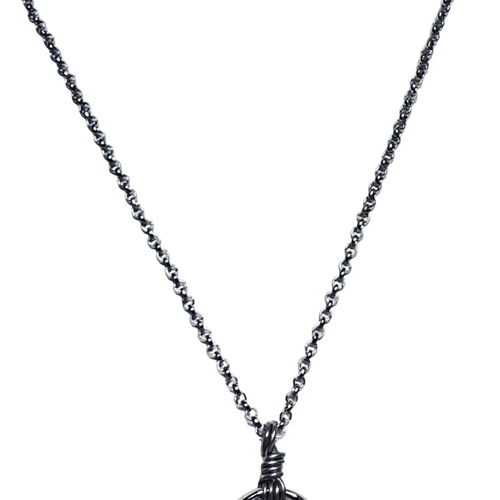 Christopher & Banks Silver Tone Chain Necklace W/Threaded Leaf Pendant (5605) - Picture 4 of 5